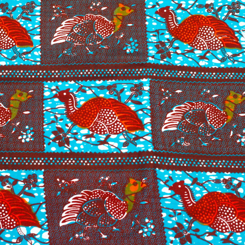 African print fabric -Horohoro Bird / Navy & Sky Blue-