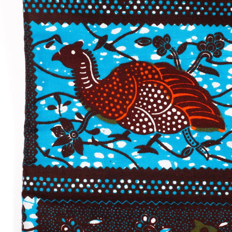 African print fabric -Horohoro Bird / Navy & Sky Blue-