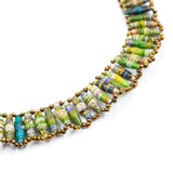 Paper Beads Necklace -Green-
