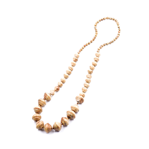 Paper Beads Ball Necklace -Natural-