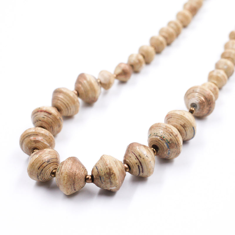 Paper Beads Ball Necklace -Natural-