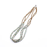 Paper Beads Ball Necklace -Green & White-
