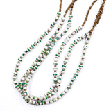 Paper Beads Ball Necklace -Green & White-