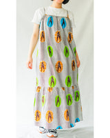 クロスティアードドレス - ツバメ・ホワイト＆イエローグリーンブルー -