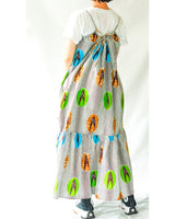 クロスティアードドレス - ツバメ・ホワイト＆イエローグリーンブルー -