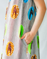 クロスティアードドレス - ツバメ・ホワイト＆イエローグリーンブルー -