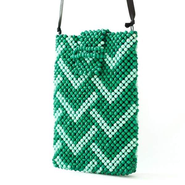 Paper Beads Smartphone Shoulder -Jagged Green & Peppermint-