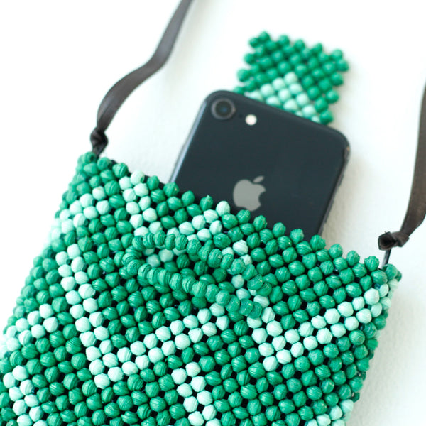 Paper Beads Smartphone Shoulder -Jagged Green & Peppermint-