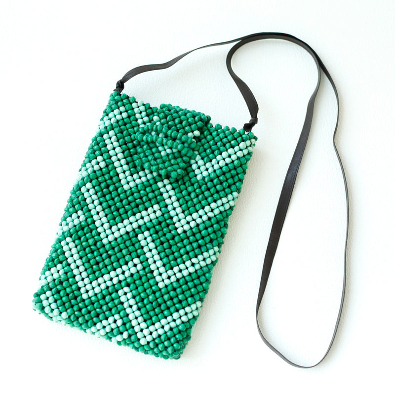 Paper Beads Smartphone Shoulder -Jagged Green & Peppermint-