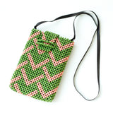 Paper Beads Smartphone Shoulder -Jagged Light Green & Pink-