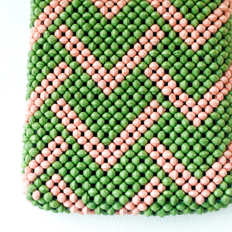 Paper Beads Smartphone Shoulder -Jagged Light Green & Pink-