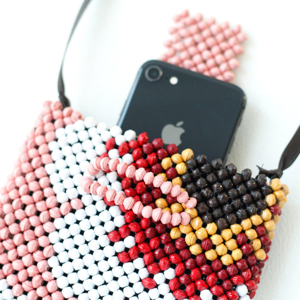 Paper Beads Smartphone Shoulder -Flower / Pink-