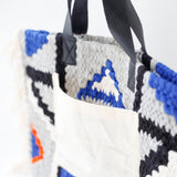 クロシェットストライプバッグ - 幾何学・ブルー＆グレー -