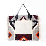 クロシェットストライプバッグ - 幾何学・パープル＆グレー -