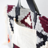 クロシェットストライプバッグ - 幾何学・パープル＆グレー -