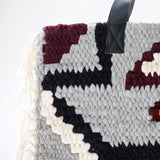 クロシェットストライプバッグ - 幾何学・パープル＆グレー -