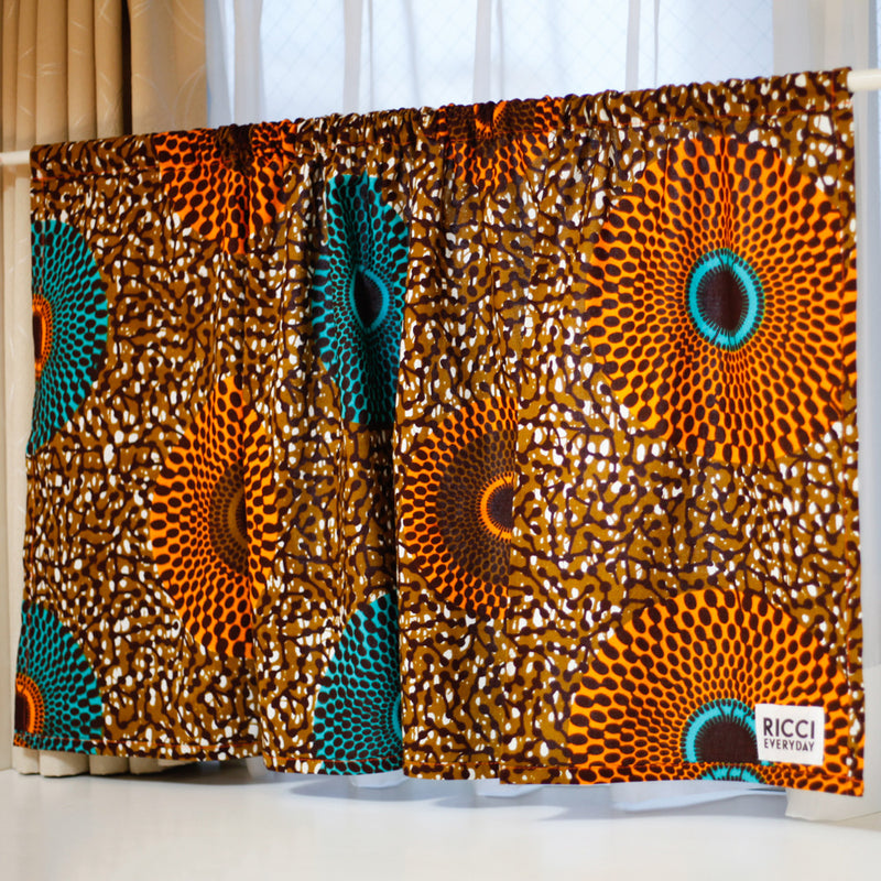 Cafe Curtain -Big Eye Orange & Brown-