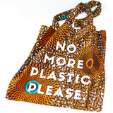メッセージエコ "NO  MORE  PLASTIC PLEASE" - ビッグアイ・オレンジ＆ブラウン -