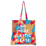 メッセージエコ "NO  MORE  PLASTIC PLEASE" - ビッグフラワー・レッド＆ブルー -