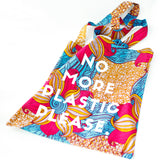 メッセージエコ "NO  MORE  PLASTIC PLEASE" - ビッグフラワー・レッド＆ブルー -