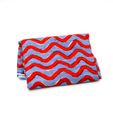 African print fabric -Wave Blue & Red-