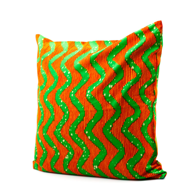 Cushion cover -Wave Lime Green & Orange-