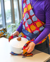 One -shoulder denim apron -cacao dance-