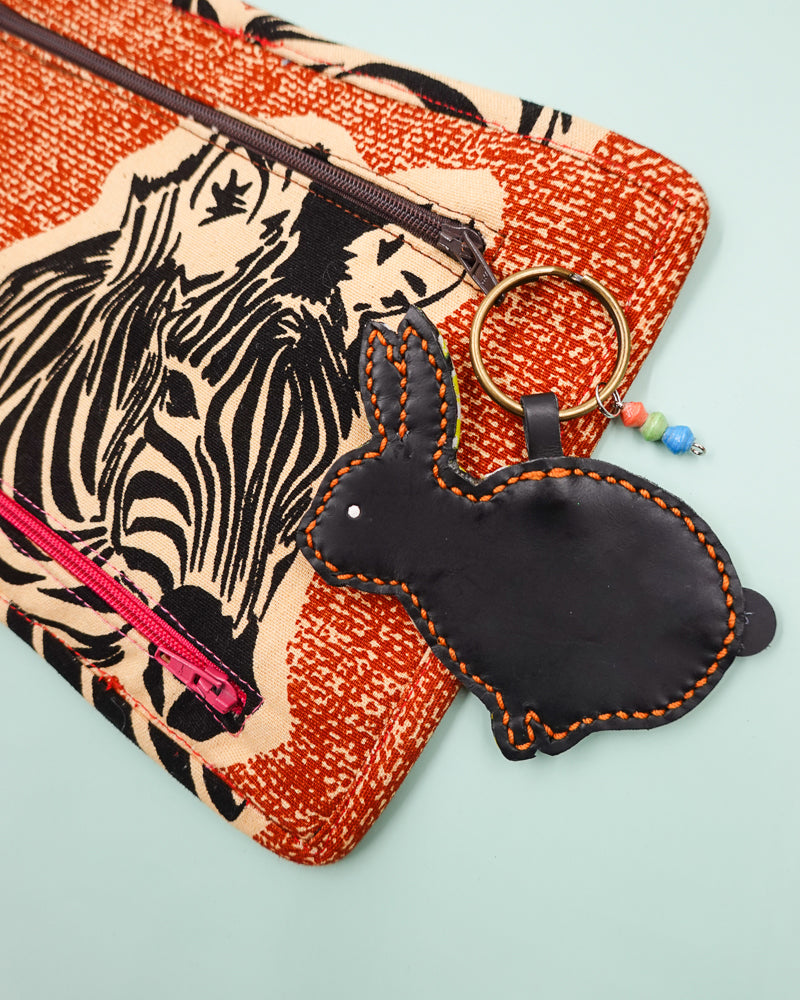 Rabbit key holder -Black & Orange-